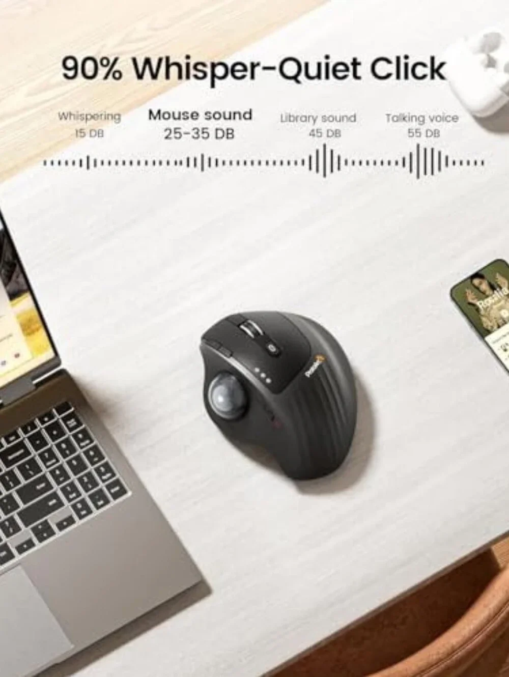 EM01 NL Ergonomic Wireless Trackball Mouse - Gray